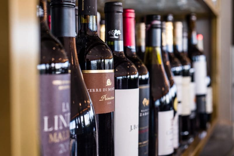 Multiple wine bottles at The Riverside Bar & Restaurant Cambridge